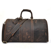 Load image into Gallery viewer, Men's Crazy Horse Leather Travel Bag Cow Leather Big Travel Duffel Durable Cowhide Weekend Bag Man Genuine Leather Luggage Bag