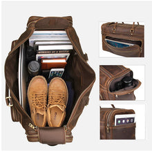 Load image into Gallery viewer, Men's Crazy Horse Leather Travel Bag Cow Leather Big Travel Duffel Durable Cowhide Weekend Bag Man Genuine Leather Luggage Bag