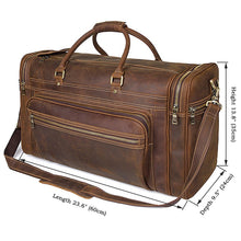 Load image into Gallery viewer, Men's Crazy Horse Leather Travel Bag Cow Leather Big Travel Duffel Durable Cowhide Weekend Bag Man Genuine Leather Luggage Bag