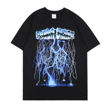 Load image into Gallery viewer, Men Hip Hop T Shirts Streetwear Lightning Print Tshirt Oversized Harajuku Summer Short Sleeve Tops Tee Cotton Plus Size T Shirt