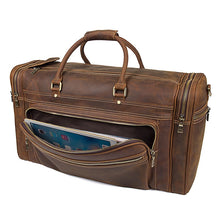 Load image into Gallery viewer, Men's Crazy Horse Leather Travel Bag Cow Leather Big Travel Duffel Durable Cowhide Weekend Bag Man Genuine Leather Luggage Bag
