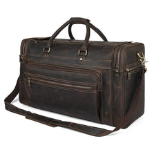 Load image into Gallery viewer, Men's Crazy Horse Leather Travel Bag Cow Leather Big Travel Duffel Durable Cowhide Weekend Bag Man Genuine Leather Luggage Bag
