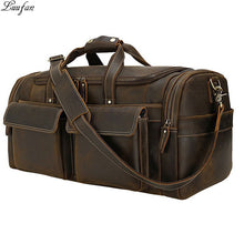 Load image into Gallery viewer, Men's Crazy Horse Leather Travel Bag Cow Leather Big Travel Duffel Durable Cowhide Weekend Bag Man Genuine Leather Luggage Bag
