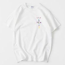 Load image into Gallery viewer, Rapper Travis Scott Cactus Jack Rainbow Alphabet Print T-Shirt Hip Hop Quality Cotton Short Sleeves Men Wome Oversized Tops

